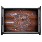 Log Cabin Cork Wreath Serving Tray