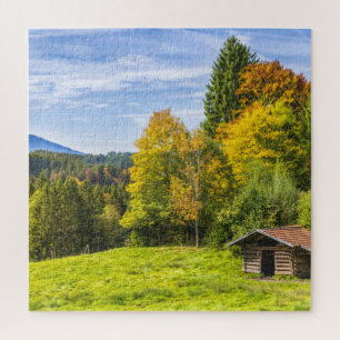 Log Cabin Cottage in the Mountains Jigsaw Puzzle