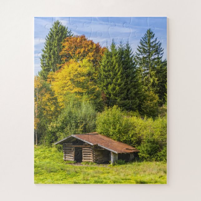 Log Cabin Cottage in the Mountains Jigsaw Puzzle (Vertical)