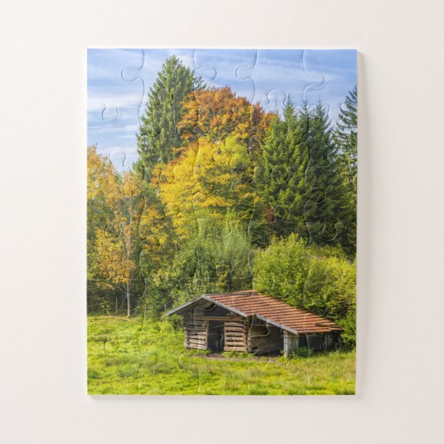 Log Cabin Cottage in the Mountains Jigsaw Puzzle (Vertical)