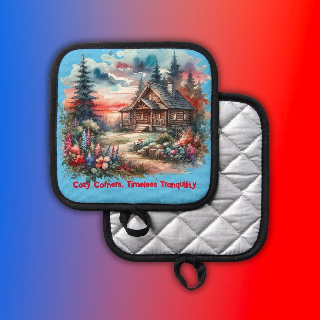 Log Cabin Cozy Corners, Timeless Tranquility | Pot Holder (Creator Uploaded)