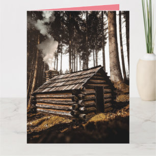 LOG CABIN FUNNY CHRISTMAS CARD