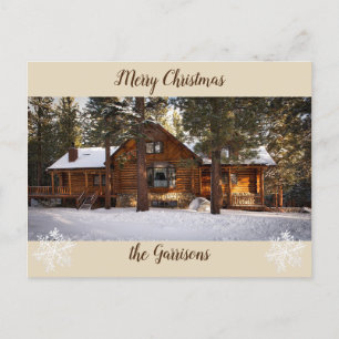 Log Cabin Holiday Post Card