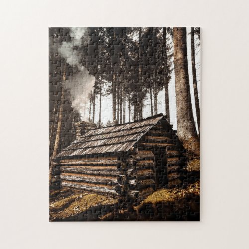 LOG CABIN HOUSE IN WOODS JIGSAW PUZZLE