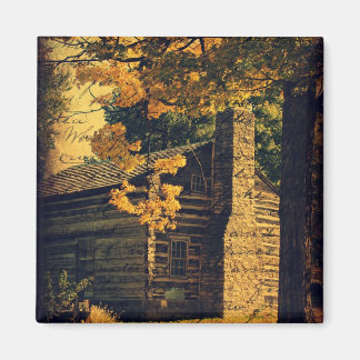 Log Cabin in Autumn Magnet