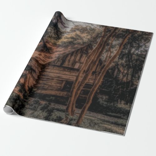 Log Cabin In The Woods Wrapping Paper