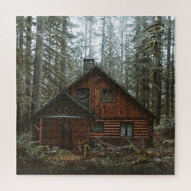 LOG CABIN IN WOODS JIGSAW PUZZLE (Vertical)