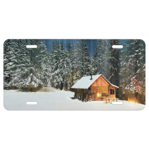 Log Cabin License Plate