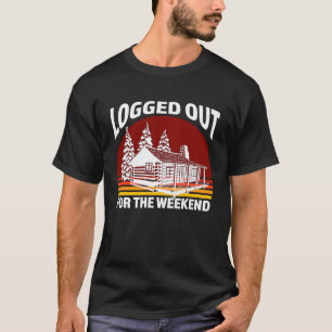 Log Cabin Mountain Life Pine Trees Campfire Logged T-Shirt