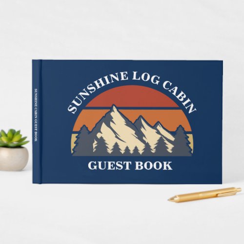 Log Cabin Mountain Vacation Rental Custom Blue Guest Book