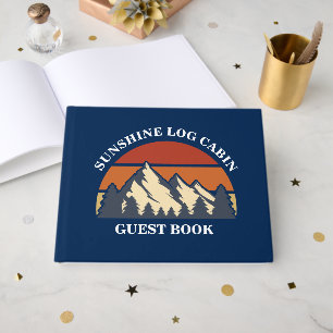 Log Cabin Mountain Vacation Rental Custom Blue Guest Book