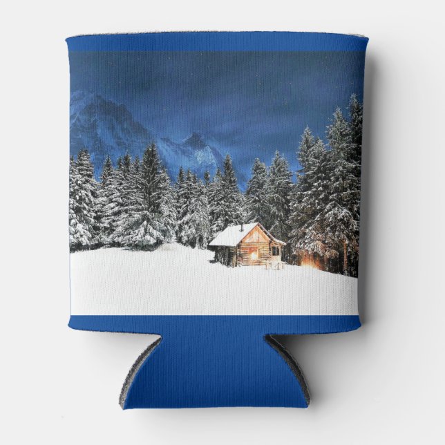 Log Cabin Mountain View Can Cooler (Front)
