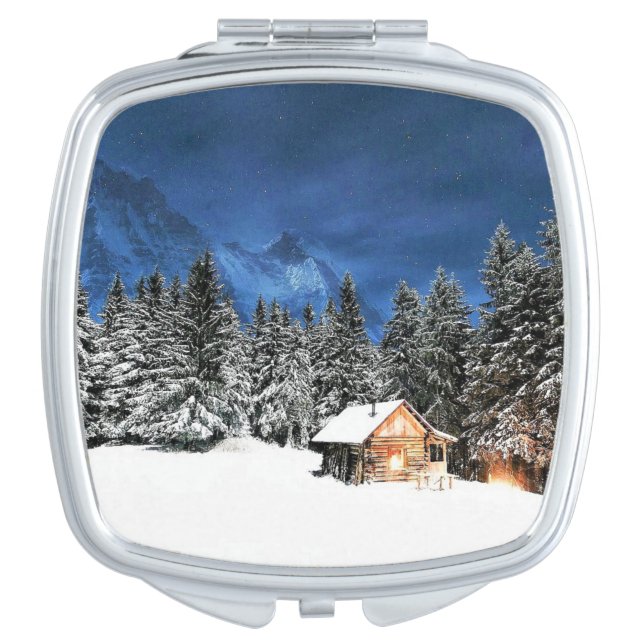 Log Cabin Mountain View Compact Mirror (Front)
