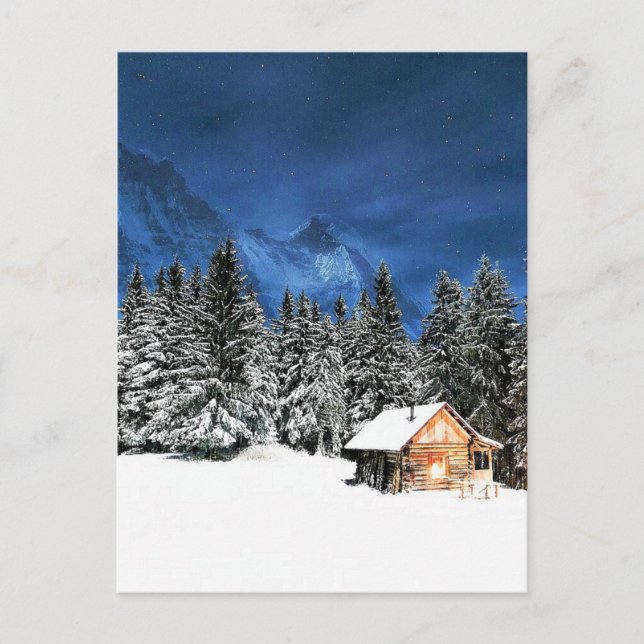 Log Cabin Mountain View Postcard (Front)