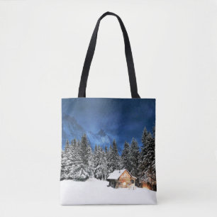 Log Cabin Mountain View Tote Bag