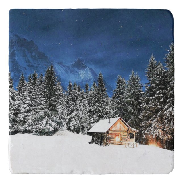 Log Cabin Mountain View Trivet (Front)