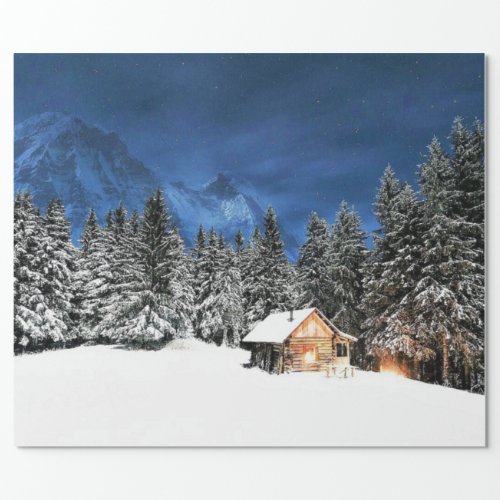 Log Cabin Mountain View Wrapping Paper