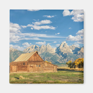 Log Cabin Near Mountain Range Magnet