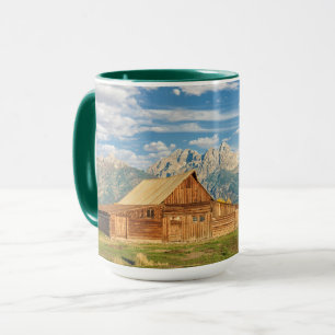 Log Cabin Near Mountain Range Mug