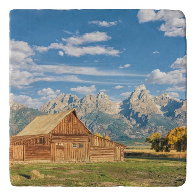 Log Cabin Near Mountain Range Trivet (Front)
