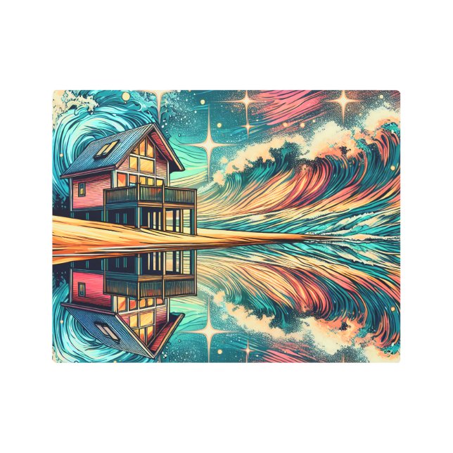Log Cabin on the Beach Ai Art (Front)