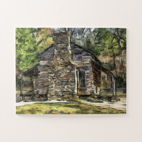 LOG CABIN PAINTING JIGSAW PUZZLE EASY