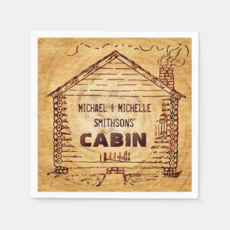 Log Cabin Personalized Faux Wood 2 Napkins