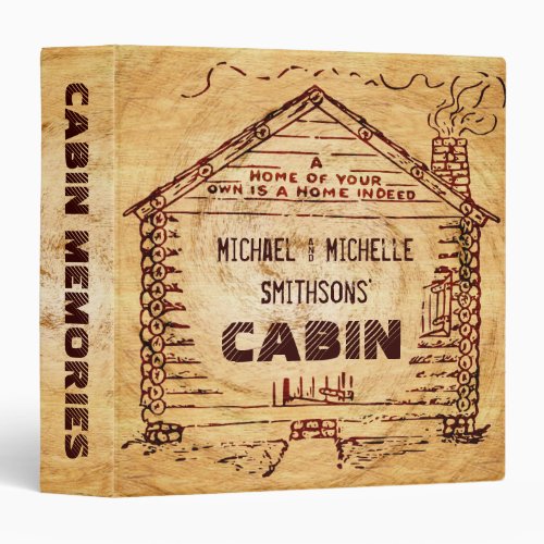 Log Cabin Personalized Faux Wood Binder