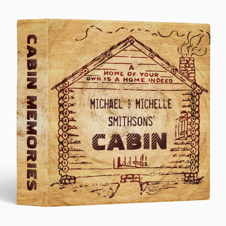 Log Cabin Personalized Faux Wood Binder Zazzle