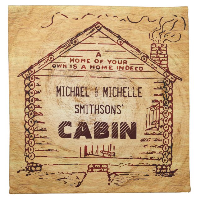 Log Cabin Personalized Faux Wood Napkin (Front)