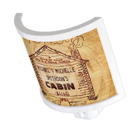 Log Cabin Personalized Faux Wood Night Light (Angled)