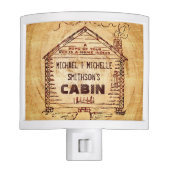 Log Cabin Personalized Faux Wood Night Light (Front)