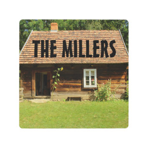LOG CABIN PERSONALIZED METAL SIGN WALL DECOR
