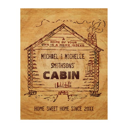 Log Cabin Personalized Wooden Wood Wall Decor