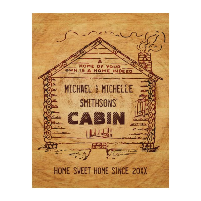 Log Cabin Personalized Wooden Wood Wall Decor (Front)