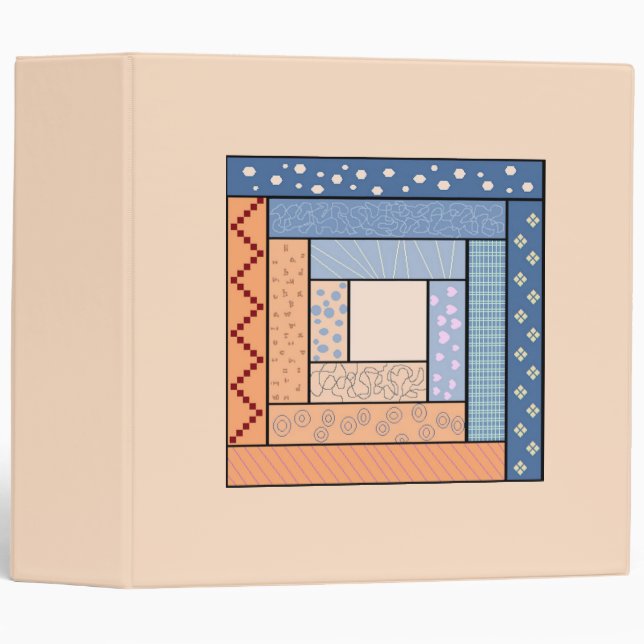 Log Cabin Quilt Designed Binder (Front/Spine)