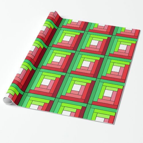 Log Cabin Quilt Designed Wrapping Paper