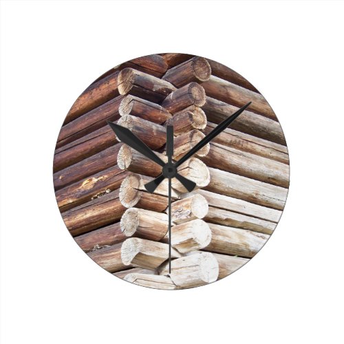 Log Cabin Round Clock