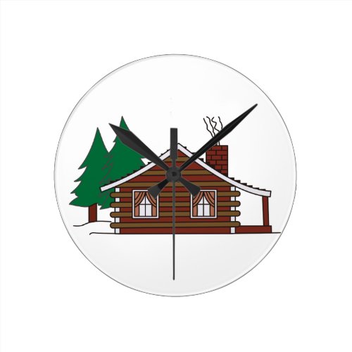 Log Cabin Round Clocks