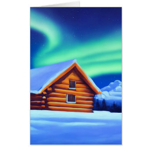 LOG CABIN SNOW HUGE OVERSIZED BIRTHDAY CARD