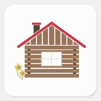 Log Cabin Square Sticker by Windmilldesigns at Zazzle