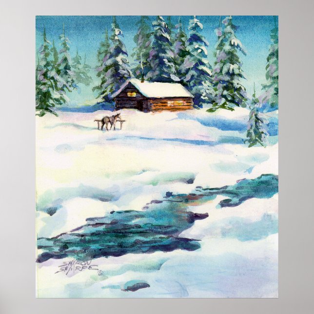 LOG CABIN & STREAM - Canvas Print (Front)