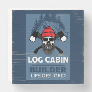 Log Cabin Tiber Frame Builder Wooden Box Sign