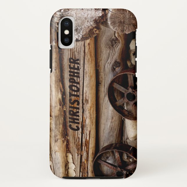 Log Cabin & Wagon Wheels, Name, Case-Mate iPhone Case (Back)