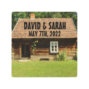 LOG CABIN WEDDING GIFT METAL SIGN PERSONALIZED