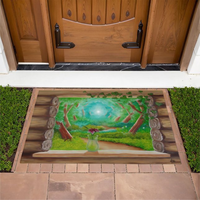Log Cabin Window Doormat (Outdoor)