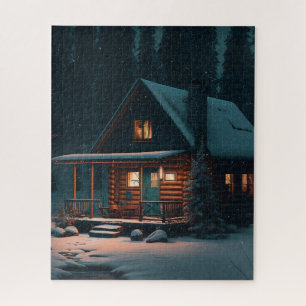 LOG CABIN WINTER CHRISTMAS JIGSAW PUZZLE