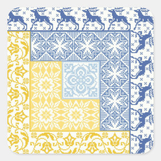 Log Cabin Winter Square Sticker