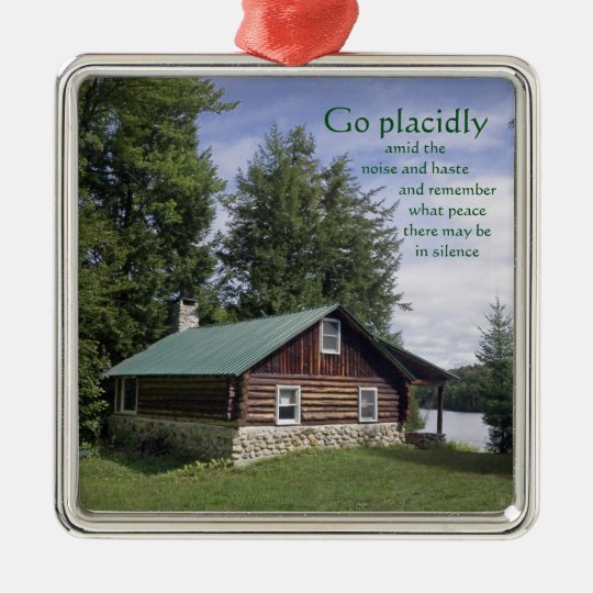 Log Cabin With Poetry Metal Ornament Zazzle Com