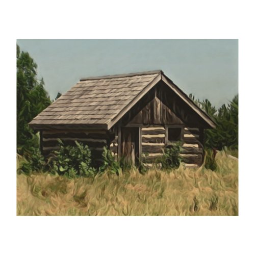 Log Cabin Wood Wall Art